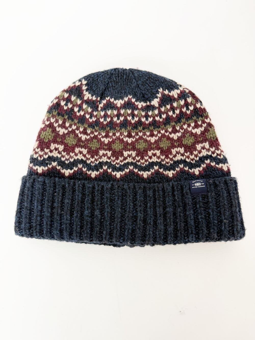 FatFace Navy Fairisle Beanie Gray Multi
